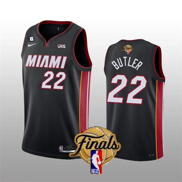 Men's Miami Heat #22 Jimmy Butler Black 2023 Finals Icon Edition With NO.6 Patch Stitched Basketball Jersey
